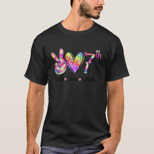 T-shirt Peace Love Teache de 7e année teint Retour à l'éco