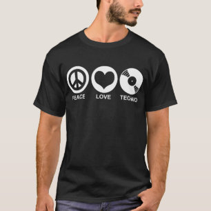 T-shirt Peace Love Techno