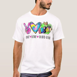 T-shirt Peace Love Tee de 3e année Joyeux Premier Jour De