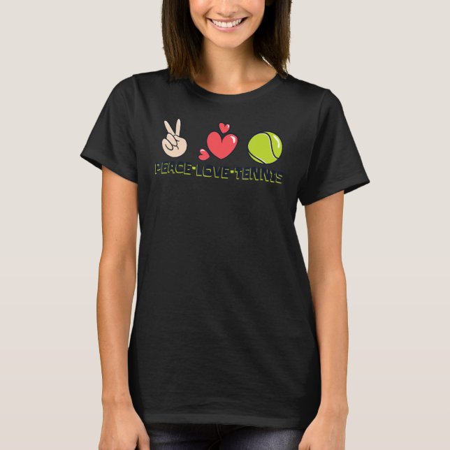 T-shirt Peace Love Tennis Joueur Professionnel Entraîneur  (Devant)