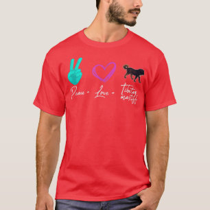 T-shirt Peace Love Tibétain Mastiff Drôle propriétaire de 