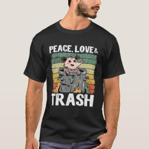 T-shirt Peace, Love & Trash Funny Opossum Meme Trash Can P