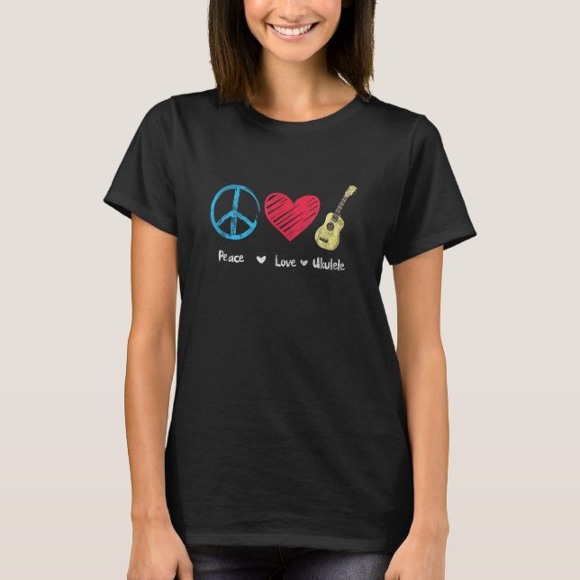 T-shirt Peace Love Ukulele Musique hawaïenne Ukelele Uke P (Devant)