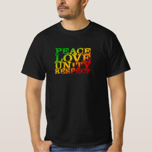 T-shirt Peace Love Unity Respecter Rasta Reggae