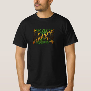 T-shirt Peace Love Unity Respectez Jamaica Reggae