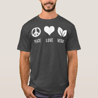 T-shirt Peace Love Vegan Veganism Funny Vegetarian Vegan L
