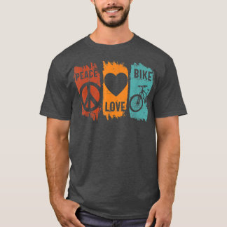 T-shirt Peace Love Vélo Cycle Retro VTT