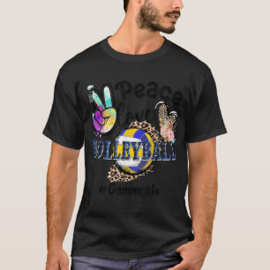 T-shirt Peace Love Volleyball Gammy Life Mom Grandma Leopa