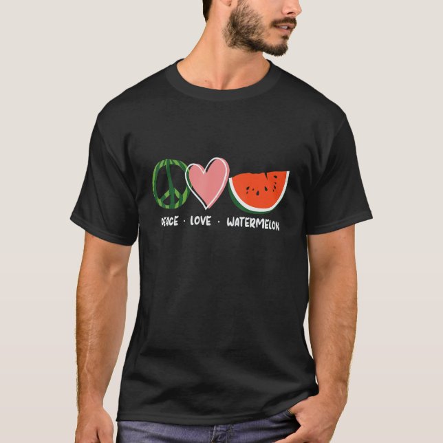 T-shirt Peace Love Watermelon Happy Watermelon Day (Devant)