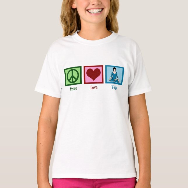 T-shirt Peace Love Yoga Kids (Devant)