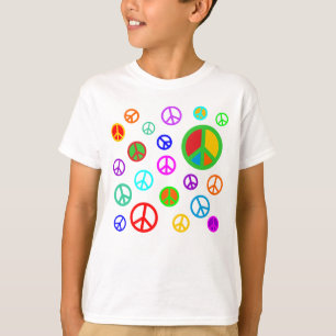 T-shirt PEACE - motif plat multicolore + votre backgr.