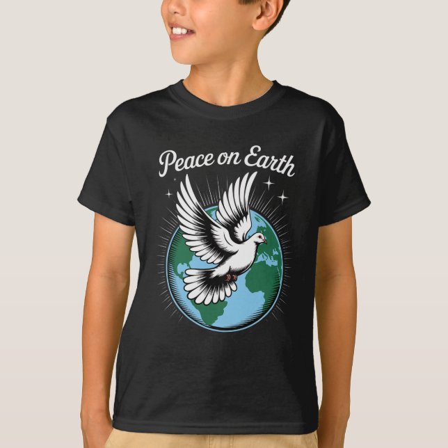T-shirt Peace On Earth Dove And Globe Faith Christmas Spir (Devant)