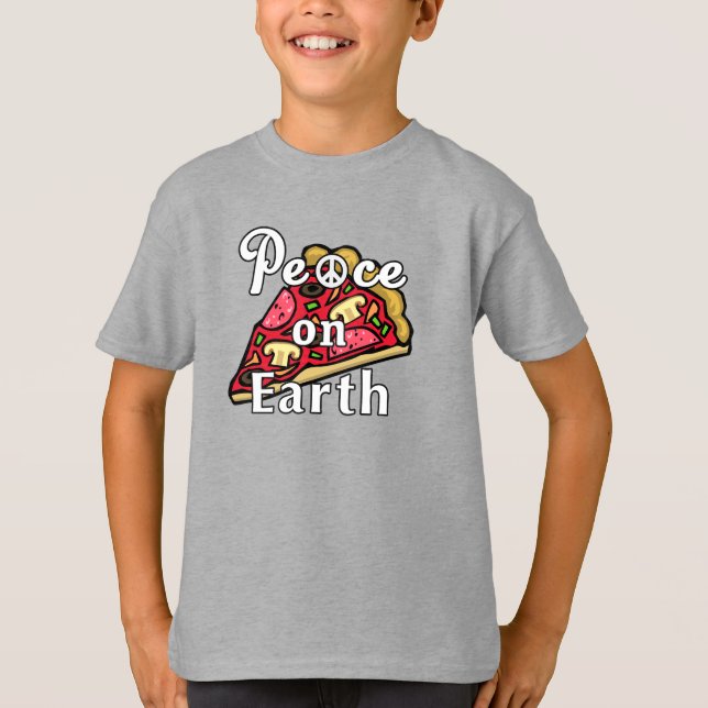 T-shirt Peace on Earth, Pepperoni Pizza Junk (Devant)