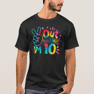 T-shirt Peace Out Chiffres simples J'ai 10 ans Tie Dye B