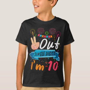 T-shirt Peace Out Chiffres simples Je suis 10 Anniversaire