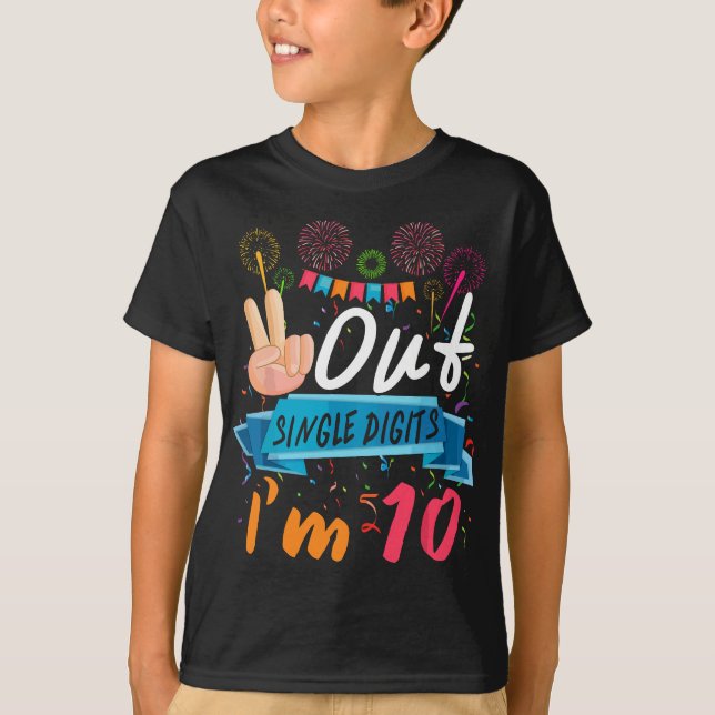 T-shirt Peace Out Chiffres simples Je suis 10 Anniversaire (Devant)