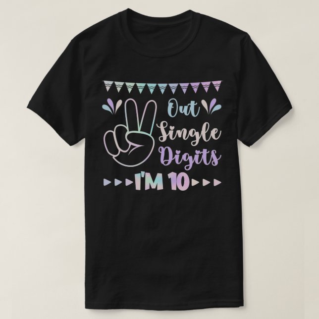 T-shirt Peace Out Chiffres simples Je suis 10 enfants (Design devant)