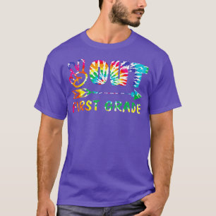 T-shirt Peace out First Grade Tie Dye Design Matching Cade