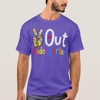 T-shirt Peace Out Kindergarten Chemise Dernier Jour De L'É