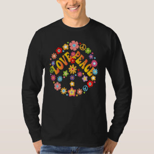 T-shirt Peace Sign Love 1960s 1970s Tie Dye Hippie Super