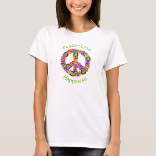 T-shirt Peace Sign Love & Happiness on White