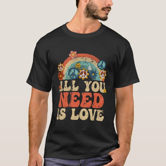 T-shirt Peace Sign Love Tout Ce Dont Vous Avez Besoin Est  (Devant)