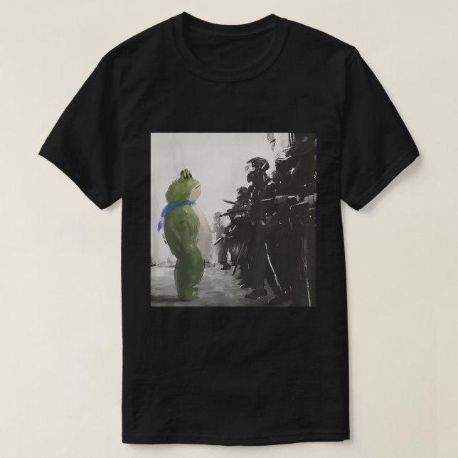 T-shirt Peaceful Frog Protest Art Tee (Design devant)