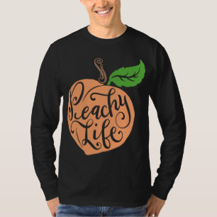 T-shirt Peachy Life unique Poche Citation Fruit Dessin Mai