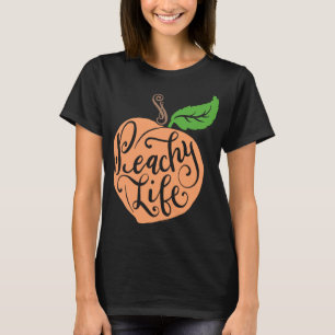 T-shirt Peachy Life unique Poche Citation Fruit Dessin Mai