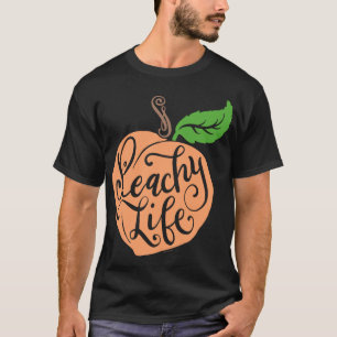 T-shirt Peachy Life unique Poche Citation Fruit Dessin Mai
