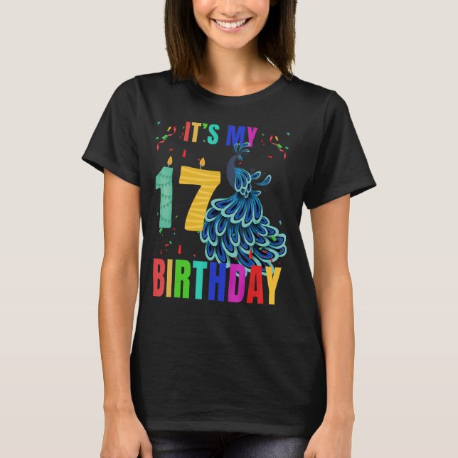 T-shirt Peacock 17e anniversaire mignons Oiseaux Graphique (Devant)
