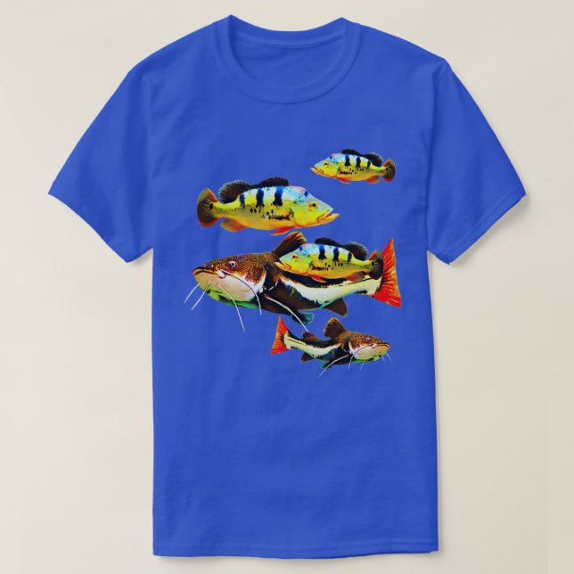 T-shirt Peacock Bass Redtail Catfish Aquarium Poissons Gar (Design devant)
