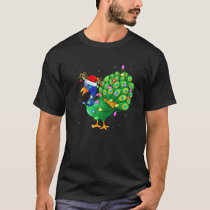 T-shirt Peacock Bird Xmas Lighting Père Noël Peacock Chris