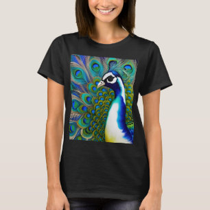 T-shirt Peacock blanc bleu et vert Piebald