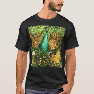 T-shirt Peacock et poulets Art nouveau néerlandais