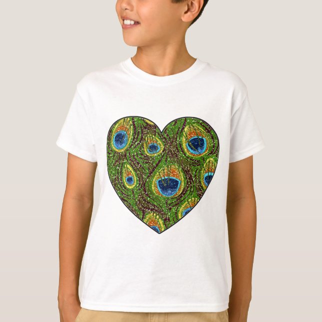 T-shirt Peacock Feather Glitt Art Imprimer (Devant)