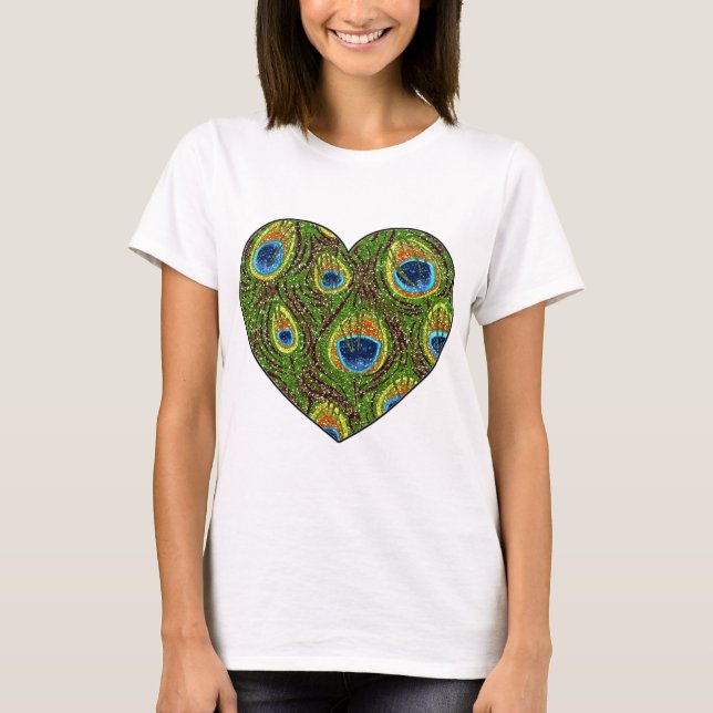 T-shirt Peacock Feather Glitt Art Imprimer (Devant)