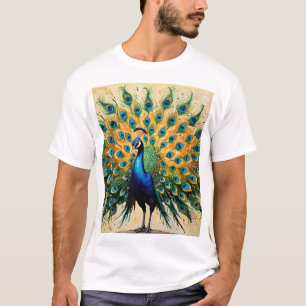T-shirt Peacock of Hidden Stories - Indian Folk Art Fusion