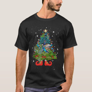 T-shirt Peacocs Arbre de Noël Lumières Jote Santa Hat