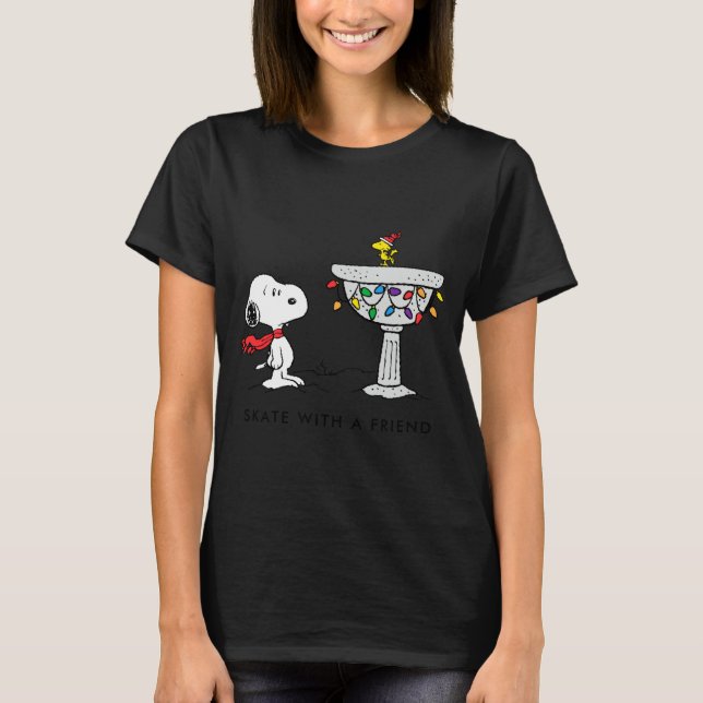 T-shirt Peanuts Decorated Bird Bath  (Devant)