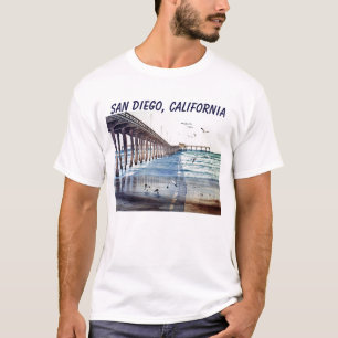 T-SHIRT PEC DU PILIER J DE PLAGE D'OCÉAN, SAN DIEGO, LA