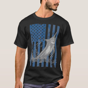 T-shirt Pêche à l'espadon Drapeau américain Pêche en haute