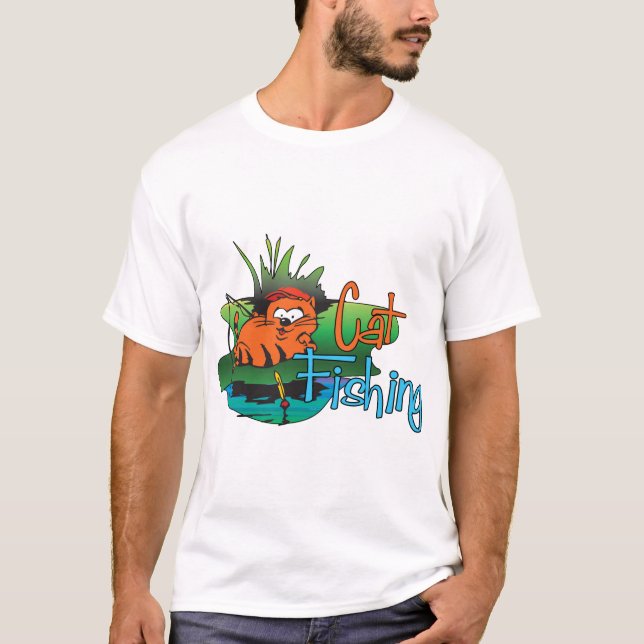 T-shirt Pêche amusante - Pêche au chat (Devant)