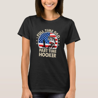 T-shirt Pêche au Bass Drapeau Américain Pêcheur Papa Pêche