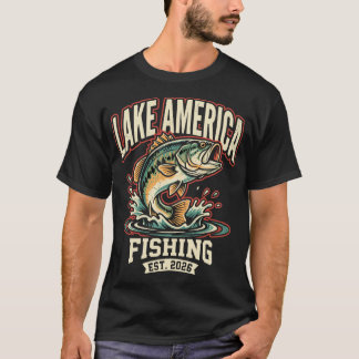 T-shirt Pêche au lac America Établie 2026 Vintage Bass
