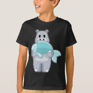 T-shirt Pêche au poisson hippo-pêcheur
