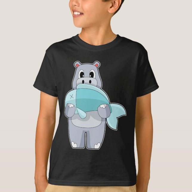T-shirt Pêche au poisson hippo-pêcheur (Devant)
