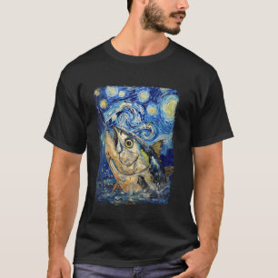 T-shirt Pêche au thon Thon rouge Nuit étoilée Peinture