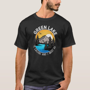 T-shirt Pêche Bateau Camping  Lac Vue du lac vert