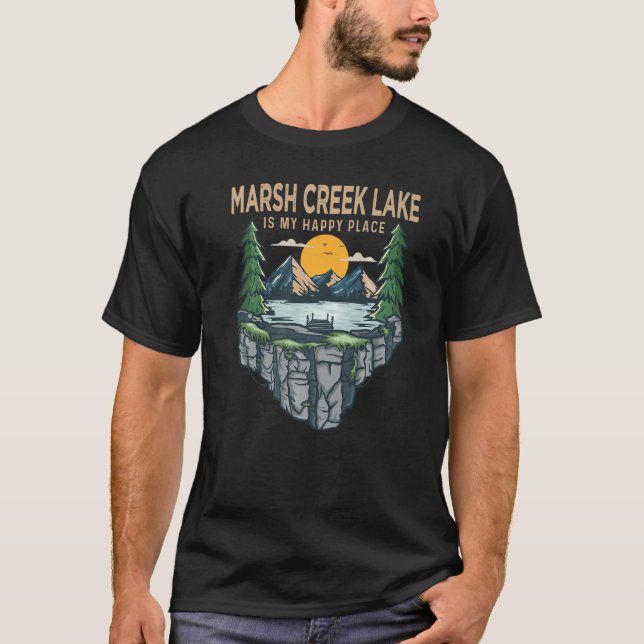 T-shirt Pêche Bateau Camping My Happy Place Marsh Cree (Devant)